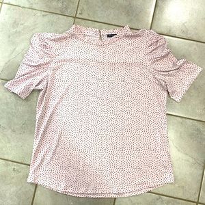 Pink and black polkadotted blouse
